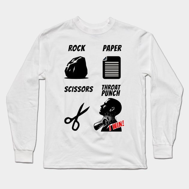 Rock Paper Scissors THROAT PUNCH - I WIN - Funny Long Sleeve T-Shirt by Adulting Sucks